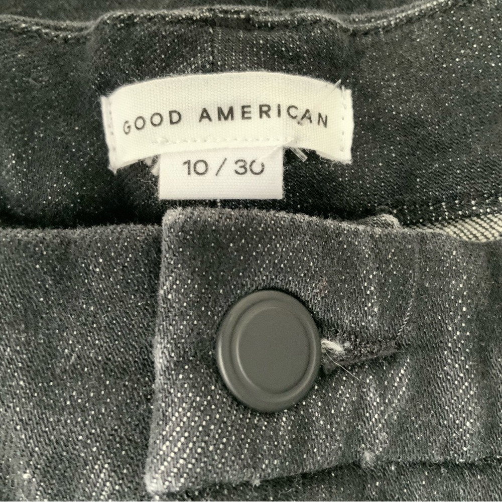 NWT GOOD AMERICAN Bootcut Jeans Split Seam Cashmere Blend Black 218 Size 10 - Picture 6 of 15